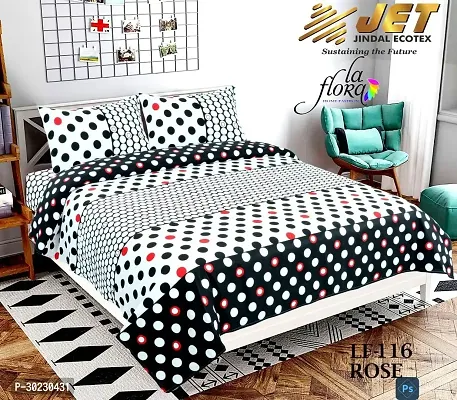 Comfortable Cotton Printed Double Size 1 Bedsheet With 2 Pillowcovers-thumb0