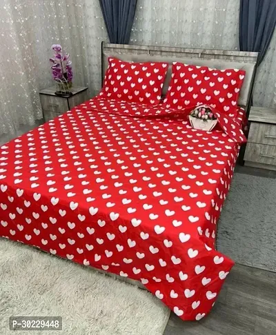 Comfortable Cotton Printed Double Size 1 Bedsheet With 2 Pillowcovers-thumb0