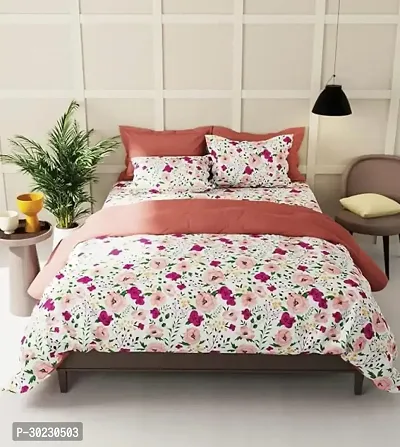 Comfortable Cotton Printed Double Size 1 Bedsheet With 2 Pillowcovers-thumb0