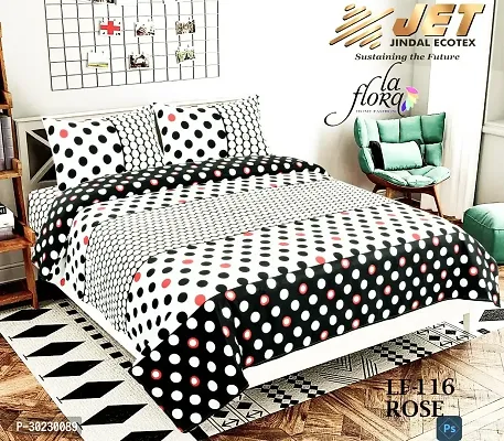 Comfortable Cotton Printed Double Size 1 Bedsheet With 2 Pillowcovers-thumb0