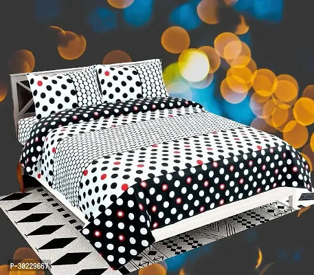 Comfortable Cotton Abstract Double Size 1 Bedsheet With 2 Pillowcovers-thumb0