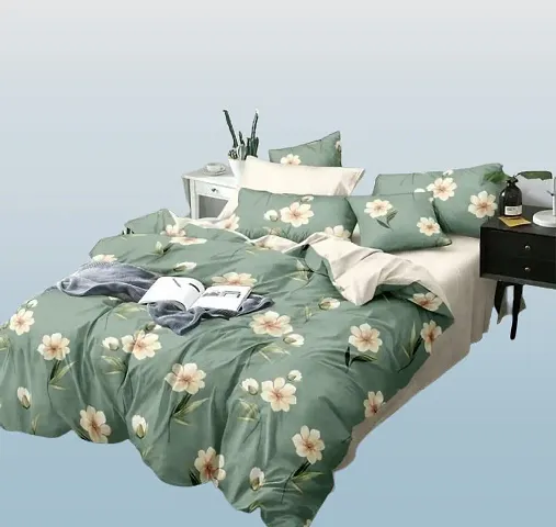 Printed Glace Cotton Double Bedsheet with 2 Pillow Cover