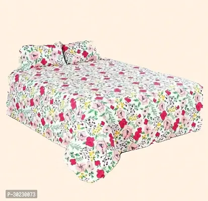 Comfortable Cotton Printed Double Size 1 Bedsheet With 2 Pillowcovers-thumb0