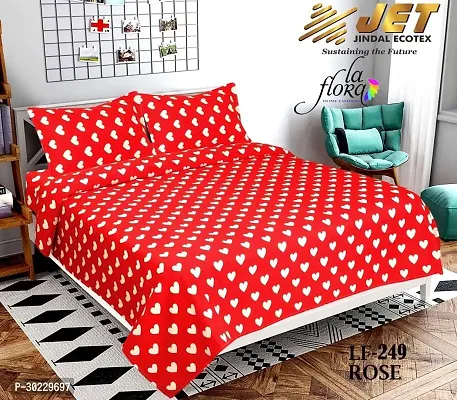 Comfortable Cotton Printed Double Size 1 Bedsheet With 2 Pillowcovers-thumb0