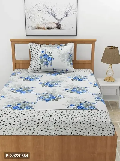 Comfortable Cotton Printed Double Size 1 Bedsheet With 2 Pillowcovers-thumb0