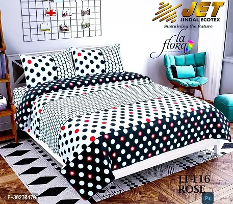 Comfortable Cotton Printed Double Size 1 Bedsheet With 2 Pillowcovers-thumb0