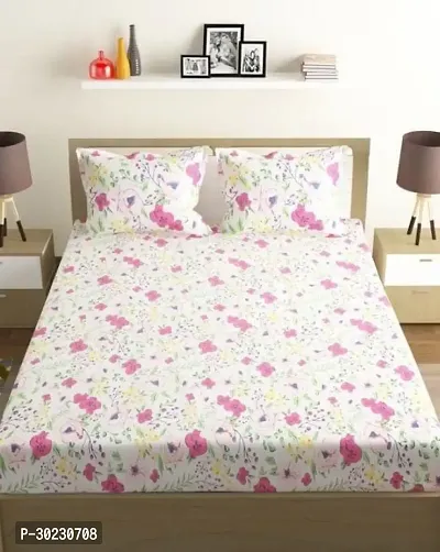 Comfortable Cotton Printed Double Size 1 Bedsheet With 2 Pillowcovers