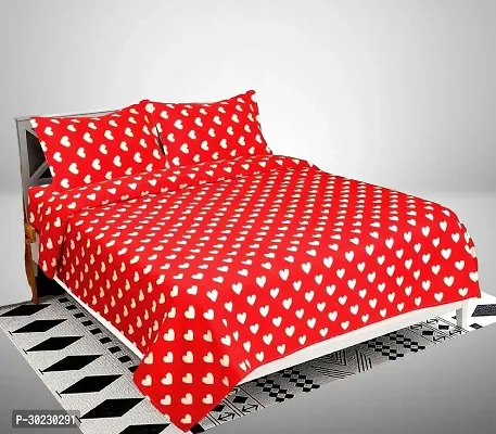 Comfortable Microfiber Geometric Double Size 1 Bedsheet With 2 Pillowcovers-thumb0