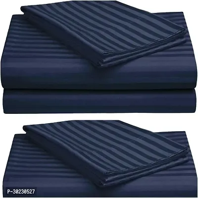 Comfortable Microfiber Striped Double Size 1 Bedsheet With 2 Pillowcovers