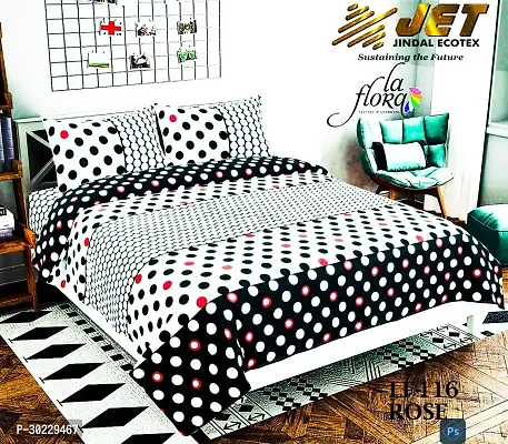 Comfortable Cotton Printed Double Size 1 Bedsheet With 2 Pillowcovers-thumb0