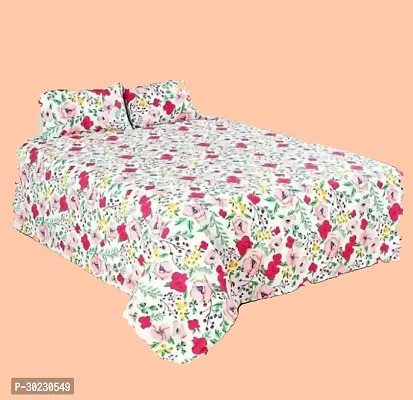 Comfortable Cotton Printed Double Size 1 Bedsheet With 2 Pillowcovers-thumb0