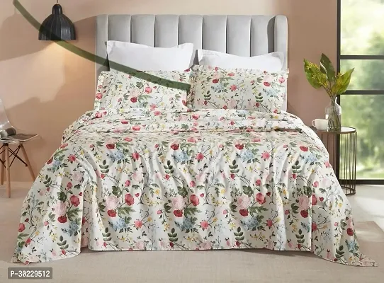 Comfortable Cotton Printed Double Size 1 Bedsheet With 2 Pillowcovers