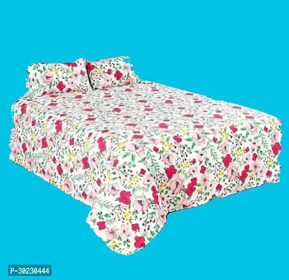 Comfortable Cotton Printed Double Size 1 Bedsheet With 2 Pillowcovers-thumb0