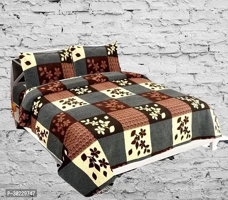 Comfortable Microfiber Geometric Double Size 1 Bedsheet With 2 Pillowcovers-thumb0