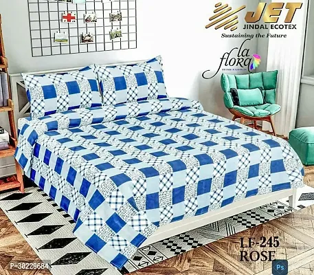 Comfortable Cotton Printed Double Size 1 Bedsheet With 2 Pillowcovers-thumb0