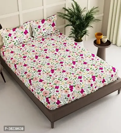 Comfortable Cotton Printed Double Size 1 Bedsheet With 2 Pillowcovers-thumb0