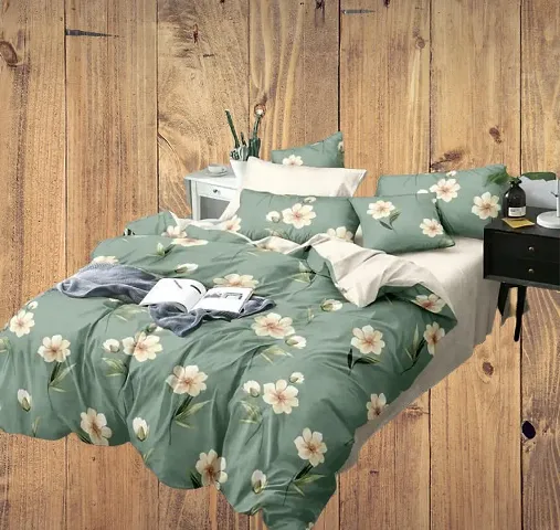 Printed Glace Cotton Double Bedsheet with 2 Pillow Cover