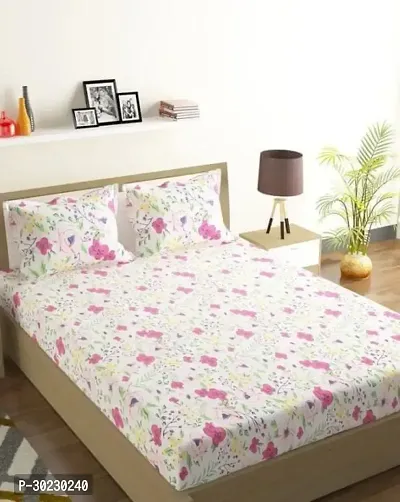 Comfortable Cotton Printed Double Size 1 Bedsheet With 2 Pillowcovers-thumb0