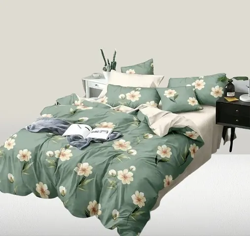 Printed Glace Cotton Double Bedsheet with 2 Pillow Cover