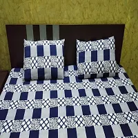 Comfortable Polycotton Checked Double Size 1 Bedsheet With 2 Pillowcovers-thumb1