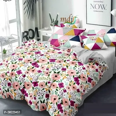 Comfortable Cotton Printed Double Size 1 Bedsheet With 2 Pillowcovers