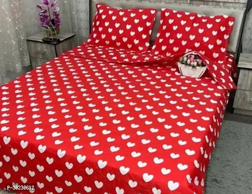 Comfortable Cotton Printed Double Size 1 Bedsheet With 2 Pillowcovers-thumb0