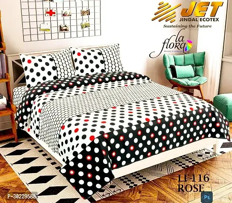 Comfortable Cotton Printed Double Size 1 Bedsheet With 2 Pillowcovers-thumb0