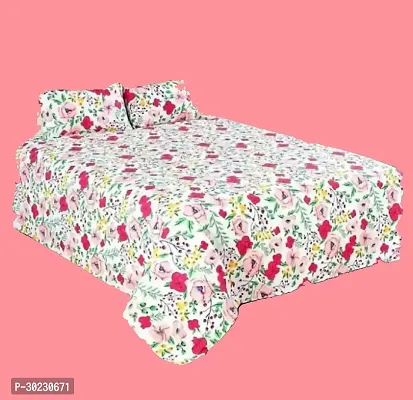 Comfortable Cotton Printed Double Size 1 Bedsheet With 2 Pillowcovers-thumb0