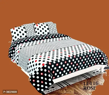 Comfortable Cotton Printed Double Size 1 Bedsheet With 2 Pillowcovers-thumb0