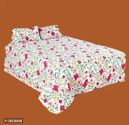 Comfortable Cotton Printed Double Size 1 Bedsheet With 2 Pillowcovers-thumb0