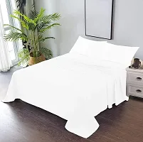 Comfortable Cotton Solid Double Size 1 Bedsheet With 2 Pillowcovers-thumb1