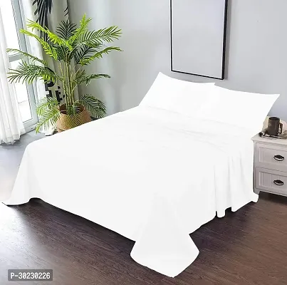 Comfortable Cotton Solid Double Size 1 Bedsheet With 2 Pillowcovers-thumb2