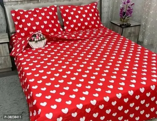 Comfortable Cotton Printed Double Size 1 Bedsheet With 2 Pillowcovers-thumb0