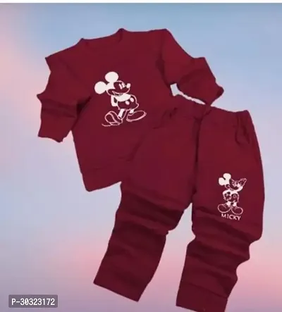 Fabulous Maroon Wool Printed Clothing Set For Boys