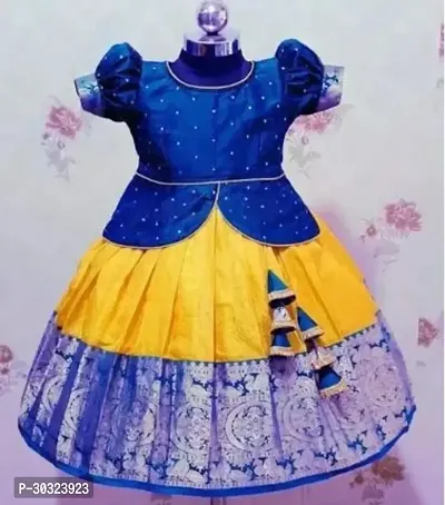 Alluring Blue Acrylic Woven Design Lehenga Cholis For Girls