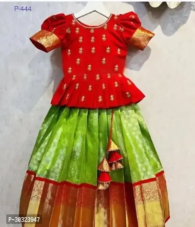 Alluring Red Cotton Woven Design Lehenga Cholis For Girls-thumb0