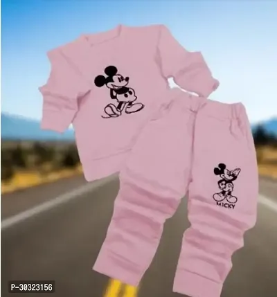 Fabulous Pink Wool Printed Clothing Set For Boys