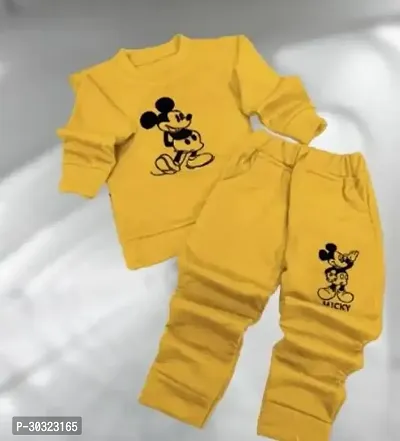 Fabulous Yellow Wool Printed Clothing Set For Boys