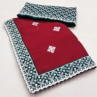 Elegant Red Georgette Embroidered Saree with Blouse Piece-thumb2