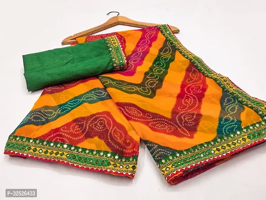 Elegant Multicoloured Georgette Laheriya Saree with Blouse Piece for Women-thumb3