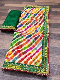 Elegant Multicoloured Georgette Laheriya Saree with Blouse Piece for Women-thumb2