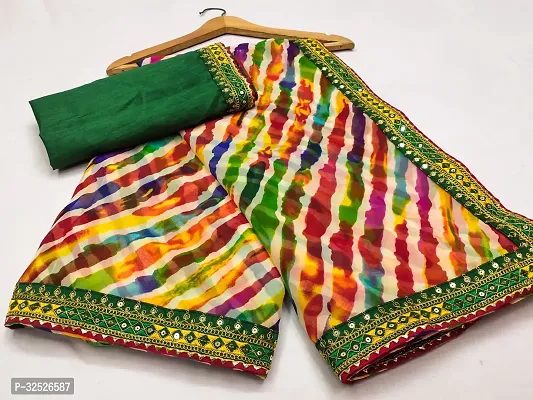 Elegant Multicoloured Georgette Laheriya Saree with Blouse Piece for Women-thumb4