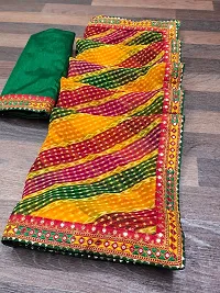 Elegant Multicoloured Georgette Laheriya Saree with Blouse Piece for Women-thumb3