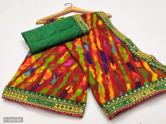 Elegant Multicoloured Georgette Laheriya Saree with Blouse Piece-thumb4