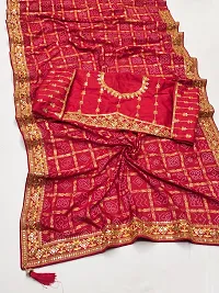 Elegant Red Georgette Embroidered Saree with Blouse Piece-thumb3