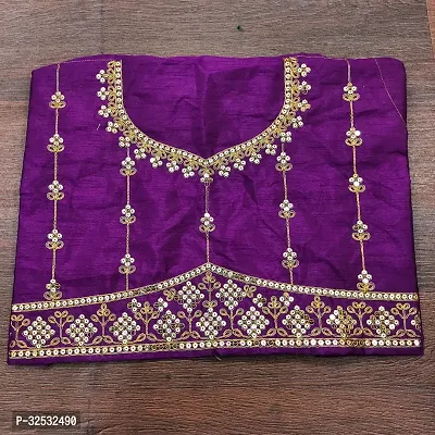 Elegant Purple Georgette Embroidered Saree with Blouse Piece-thumb3