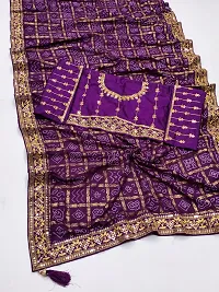 Elegant Purple Georgette Embroidered Saree with Blouse Piece-thumb3