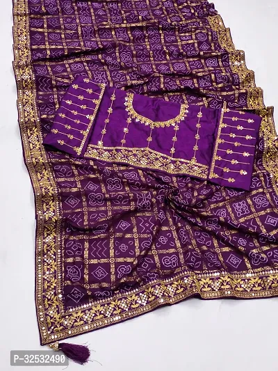 Elegant Purple Georgette Embroidered Saree with Blouse Piece-thumb4