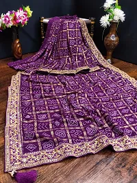 Elegant Purple Georgette Embroidered Saree with Blouse Piece-thumb1