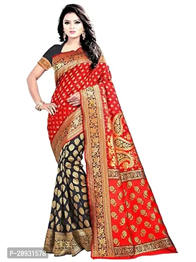 Beautiful Silk Blend Self Pattern Women Saree with Blouse Piece-thumb0